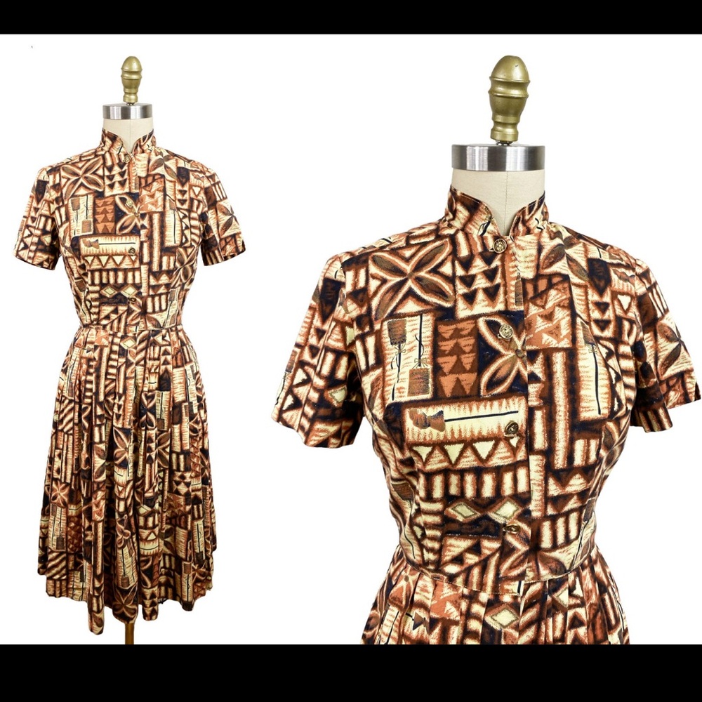 Vintage Tiki Polynesian Hawaiian Style Dress